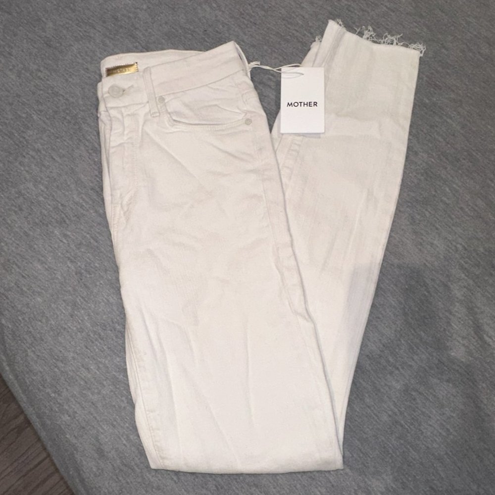 MOTHER White Ankle Crop Jeans